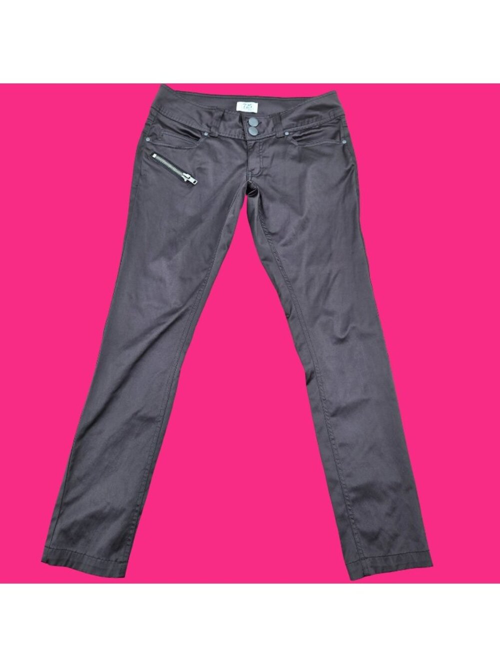 Y2K Black Satin Low Rise Skinny Pants With Zipper Size 9 Emo Indie Sleaze Punk